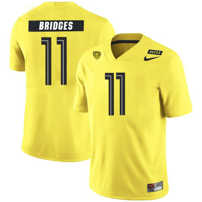 Men #11 Trikweze Bridges Oregon Ducks College Football Jerseys Sale-Yellow